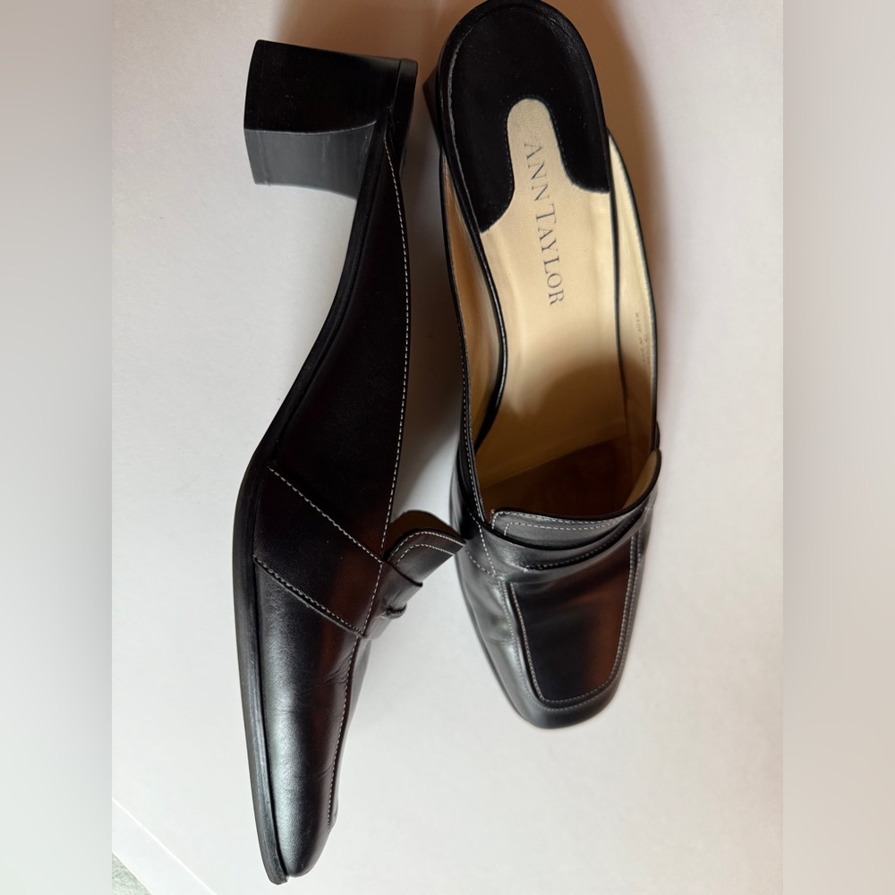 Ann Taylor Black Leather Slip-On Loafers - Picture 2 of 2